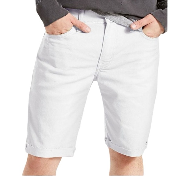 NWT LEVI’S 511 Slim Shorts White Denim Raw Hem Roll Up Casual Summer Jean Shorts - Picture 6 of 15